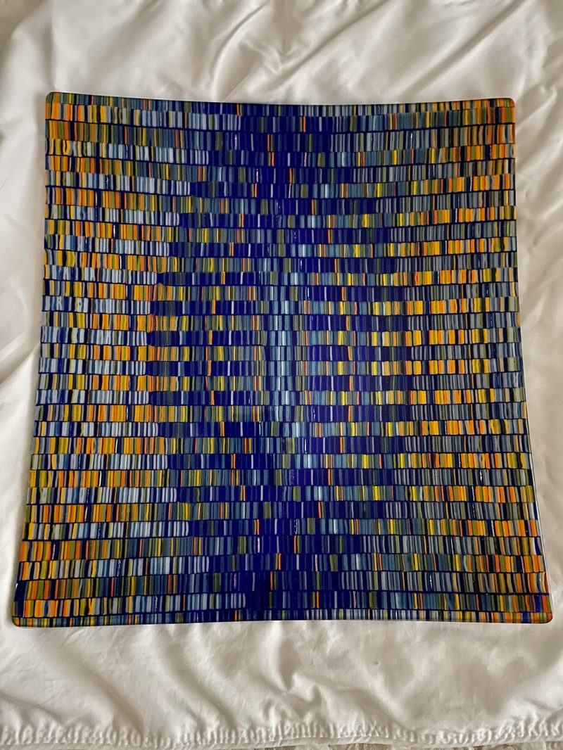 Blue and gold mosaic plate