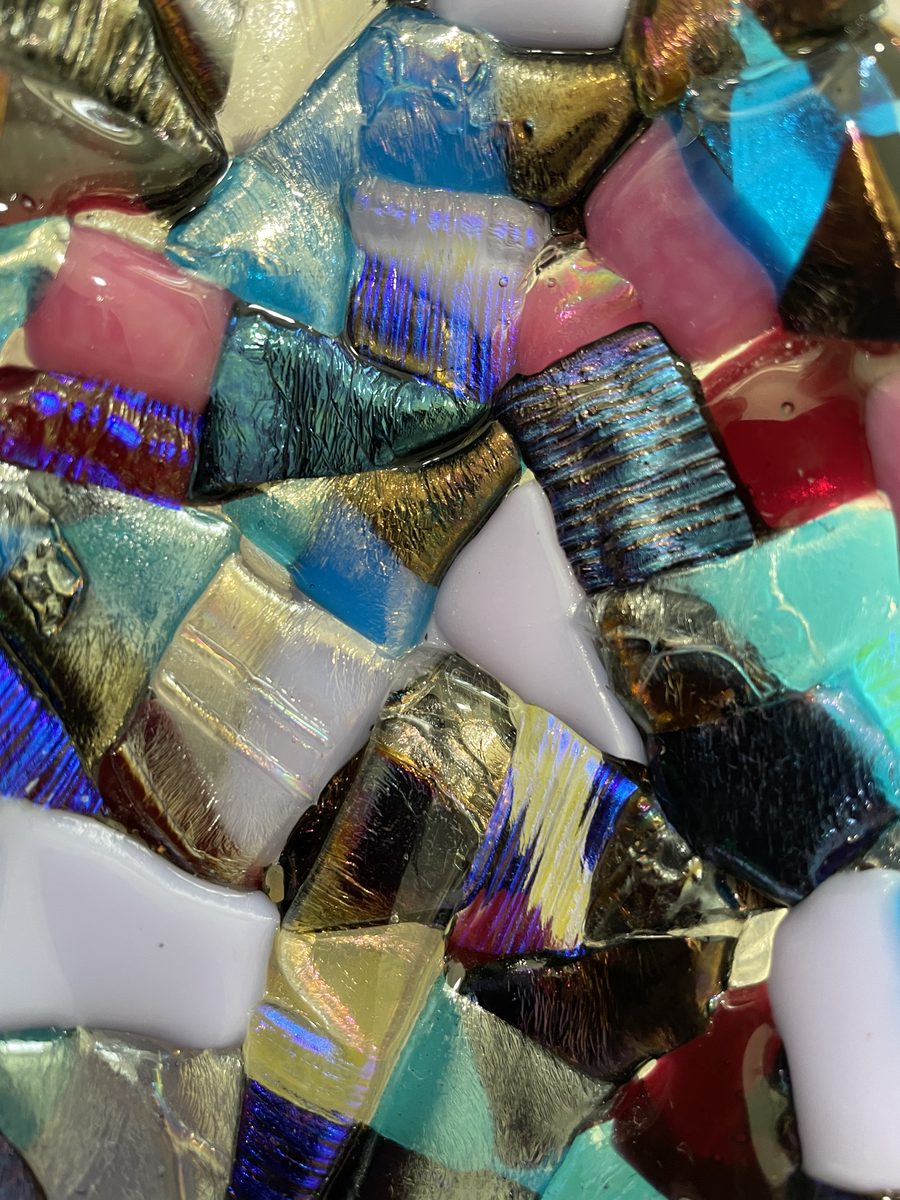 Layered glass with metallic accents