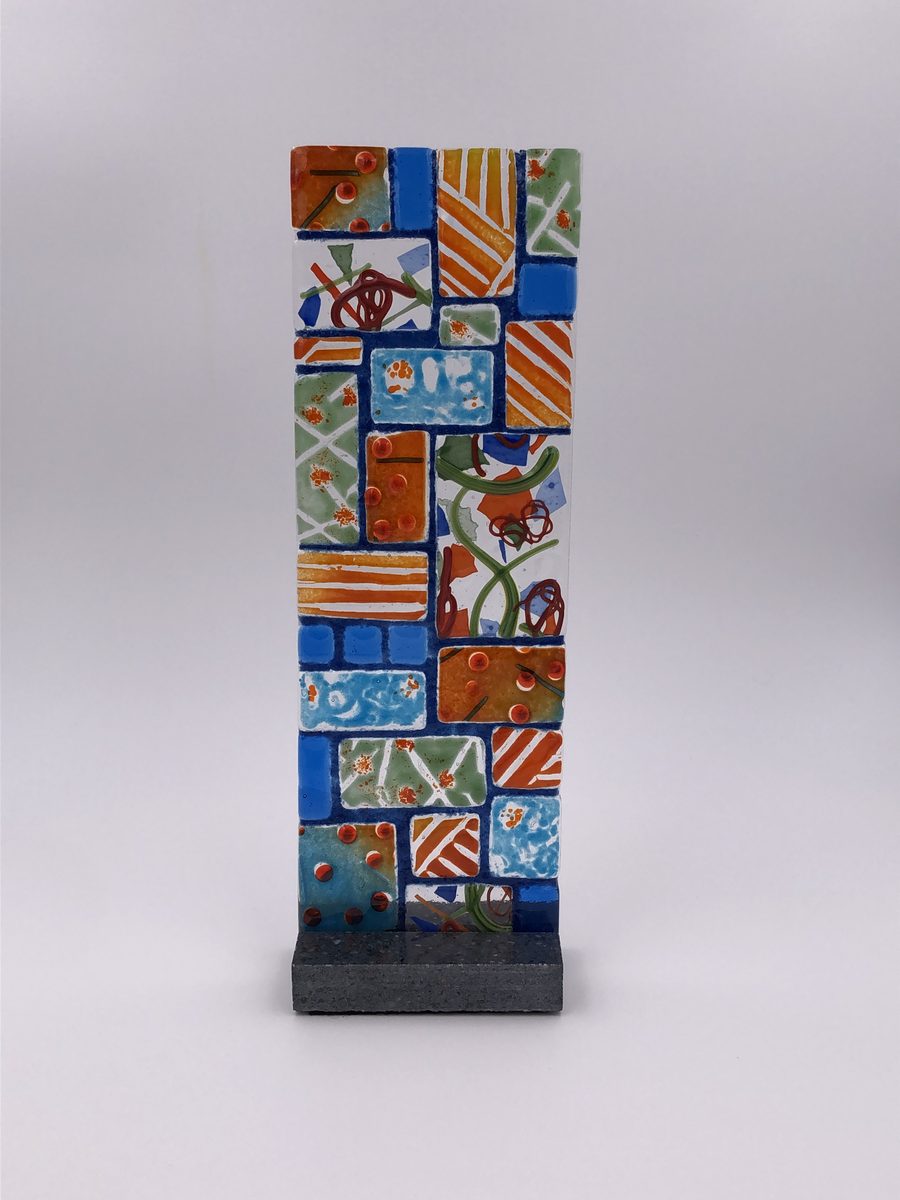 Colorful mosaic glass tower